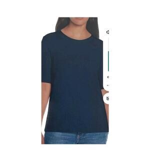 New Orvis Women's Pima Cotton Elbow Sleeve Top Navy XS